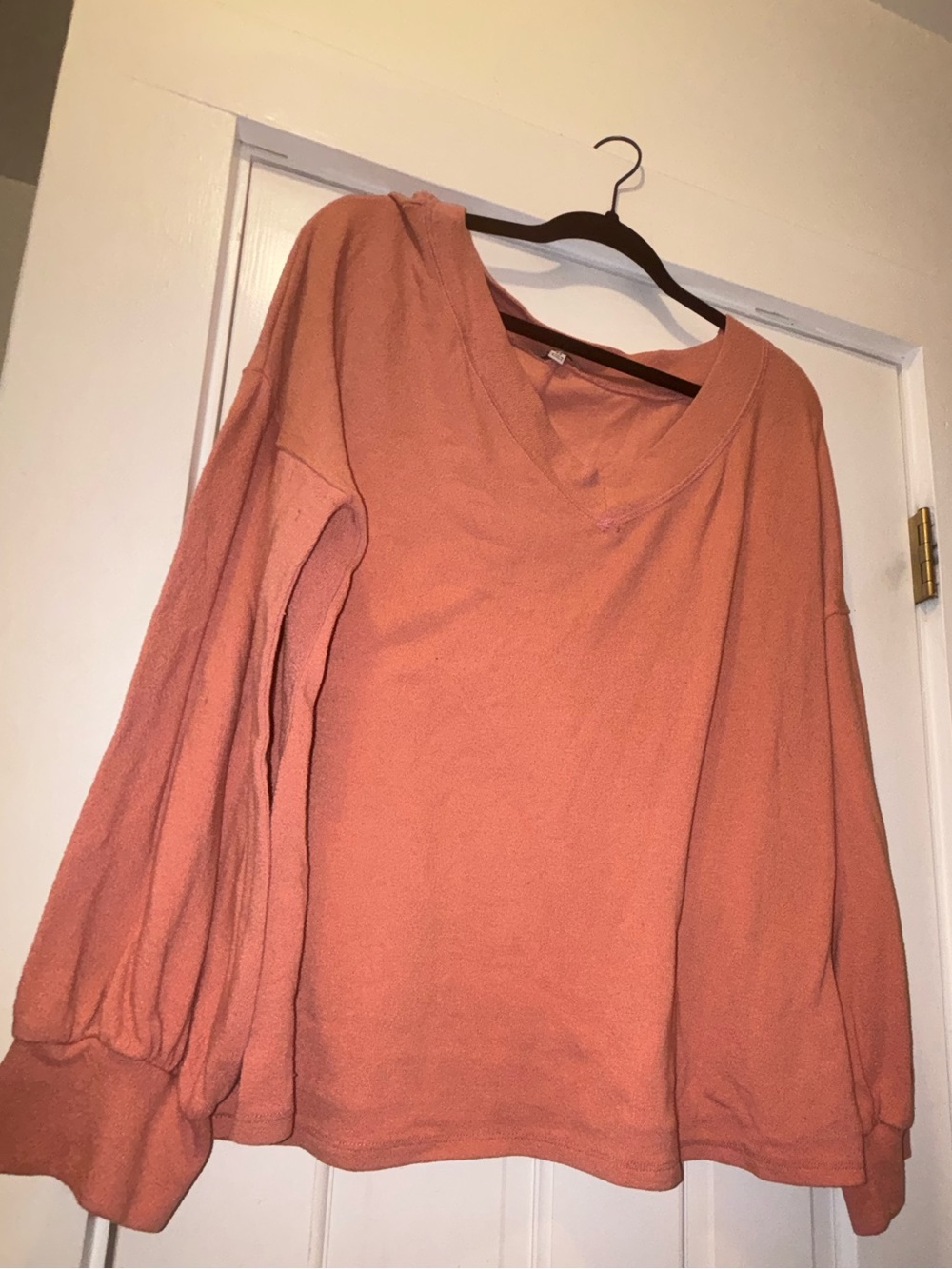 white birch Oversized V-Neck Sweatshirt in Dusty Coral